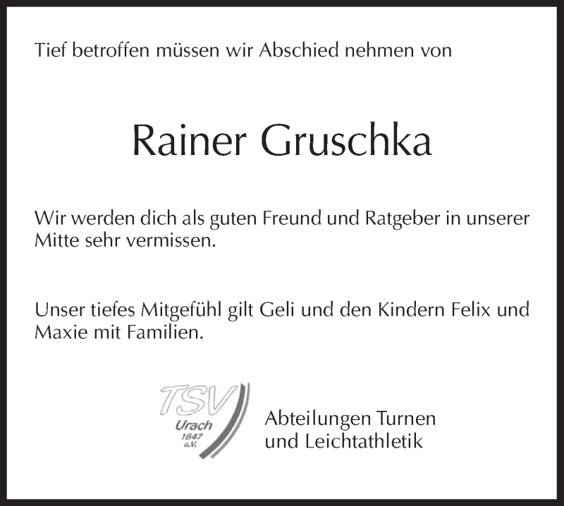  Traueranzeige für Rainer Gruschka vom 05.12.2019 aus Metzinger-Uracher Volksblatt