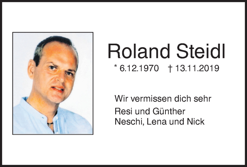 Traueranzeige für Roland Steidl vom 23.12.2019 aus SÜDWEST PRESSE Ausgabe Ulm/Neu-Ulm
