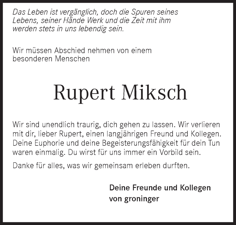  Traueranzeige für Rupert Miksch vom 22.02.2019 aus Hohenloher Tagblatt