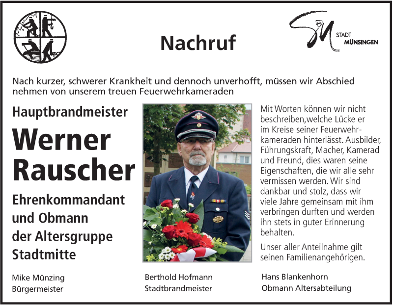 Traueranzeige für Werner Rauscher vom 21.02.2019 aus Alb-Bote/Metzinger-Uracher Volksblatt