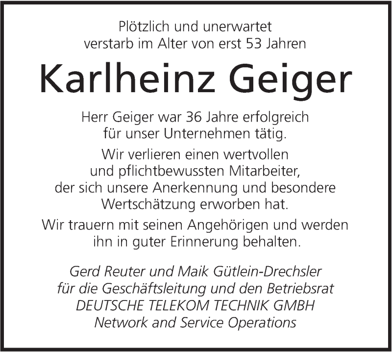  Traueranzeige für Karlheinz Geiger vom 09.03.2019 aus Alb-Bote/Metzinger-Uracher Volksblatt