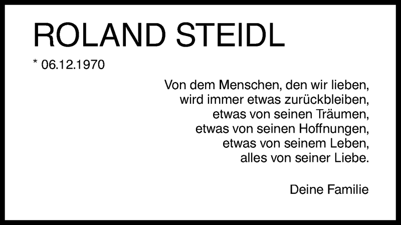  Traueranzeige für Roland Steidl vom 14.11.2020 aus SÜDWEST PRESSE Ausgabe Ulm/Neu-Ulm