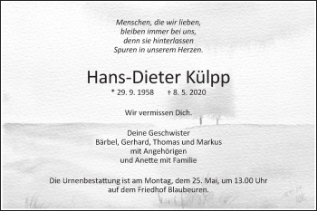 Traueranzeige von Hans-Dieter Külpp von SÜDWEST PRESSE