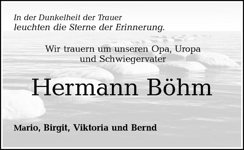  Traueranzeige für Hermann Böhm vom 29.05.2020 aus Hohenloher Tagblatt