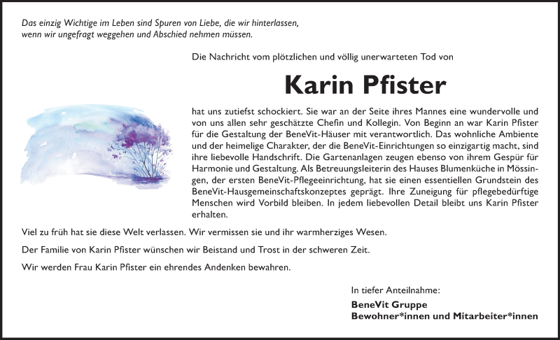  Traueranzeige für Karin Pfister vom 16.02.2021 aus Metzinger-Uracher Volksblatt