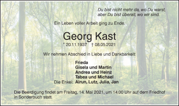 Traueranzeige von Georg Kast von SÜDWEST PRESSE Ausgabe Ulm/Neu-Ulm