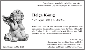 Traueranzeige von Helga König von Metzinger-Uracher Volksblatt