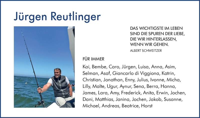  Traueranzeige für Jürgen Reutlinger vom 22.09.2021 aus SÜDWEST PRESSE Ausgabe Ulm/Neu-Ulm