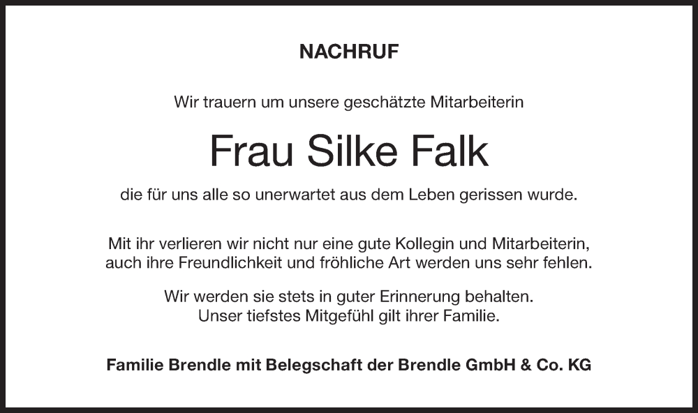  Traueranzeige für Silke Falk vom 24.11.2022 aus Metzinger-Uracher Volksblatt