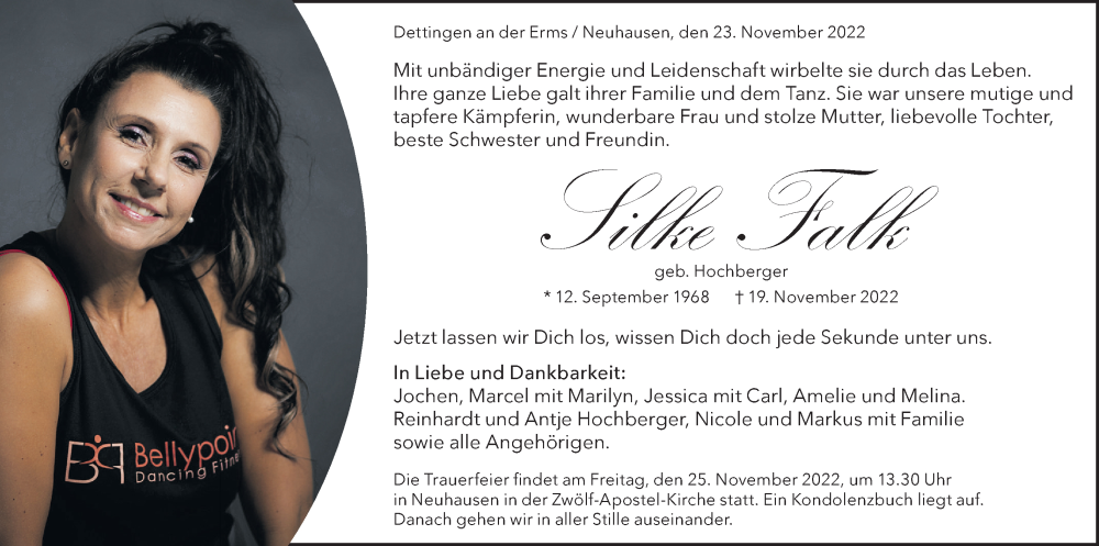 Traueranzeige für Silke Falk vom 23.11.2022 aus Metzinger-Uracher Volksblatt