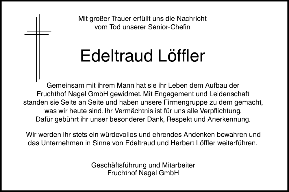  Traueranzeige für Edeltraud Löffler vom 21.05.2022 aus SÜDWEST PRESSE Ausgabe Ulm/Neu-Ulm